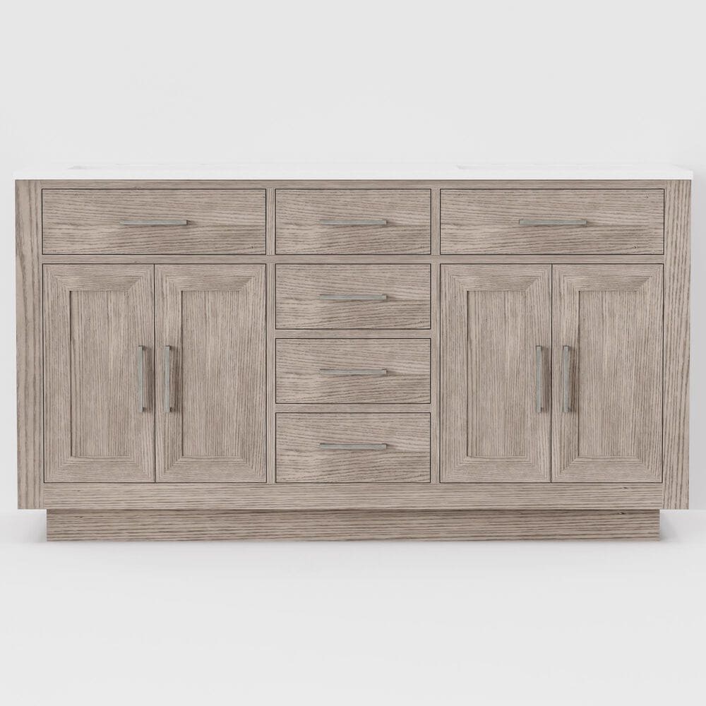 Lexora Home Abbey 60" Double Bathroom Vanity in Grey Oak with 2 cm White Quartz Top and Rectangular Sinks, , large