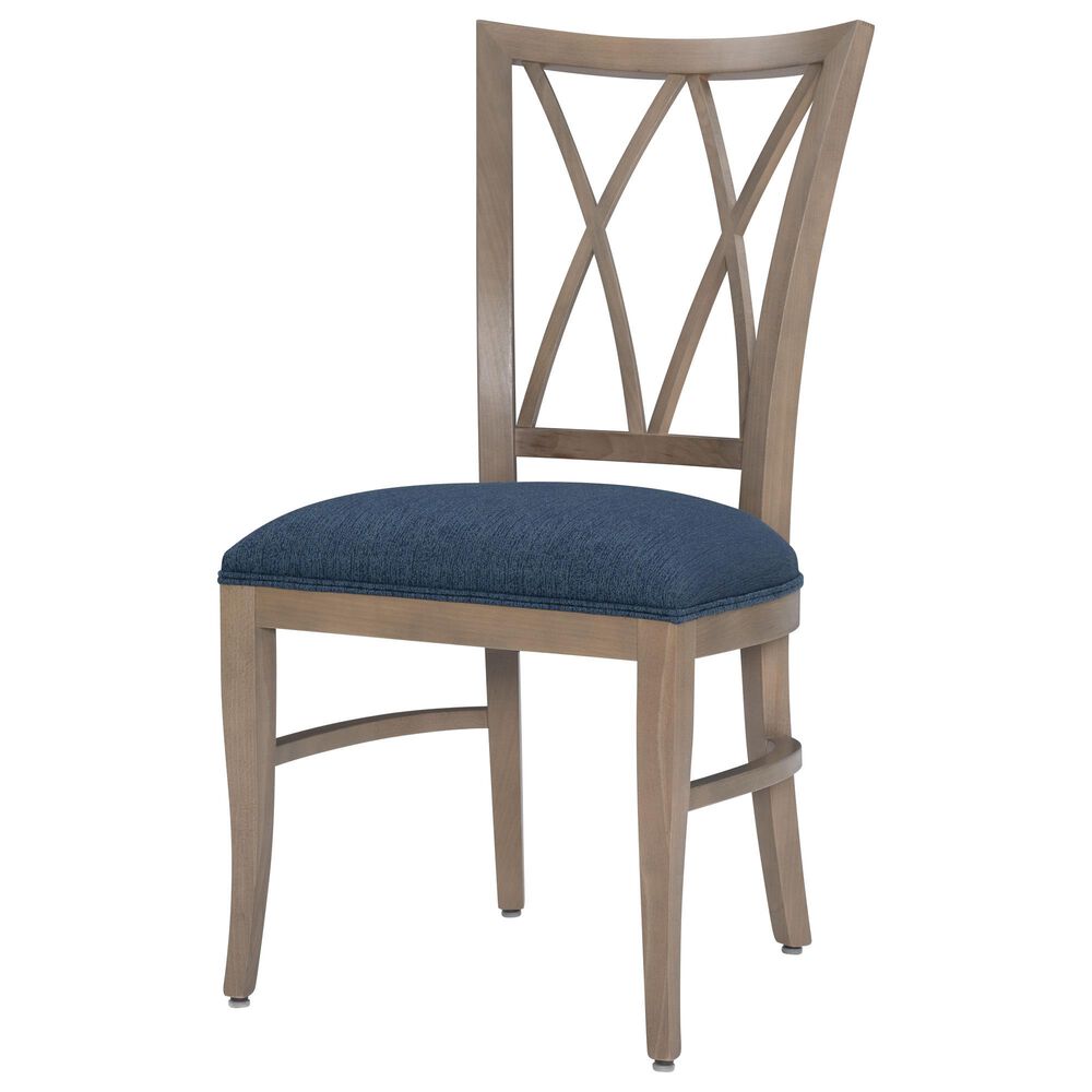 Linon Home Decor Andes Side Chair with Navy Cushion Seat in Natural, , large