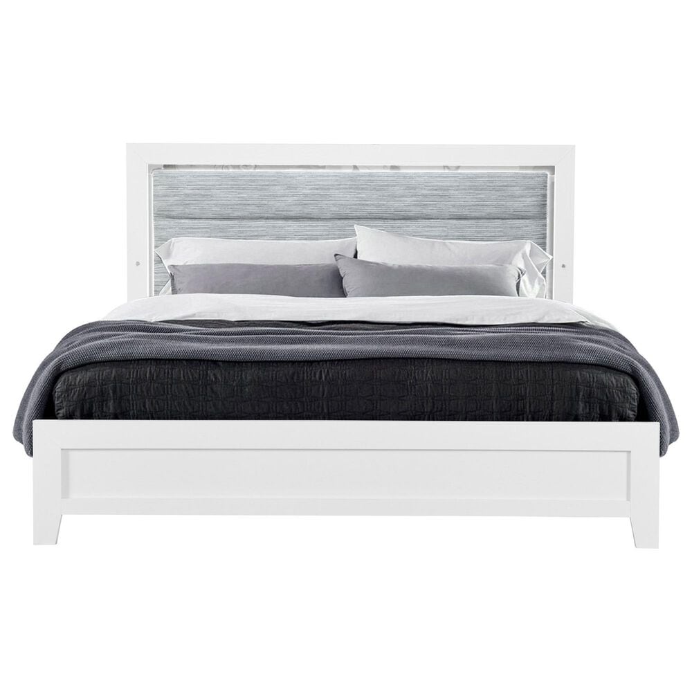 Global Furniture USA Luccia King Bed with LED in White, , large