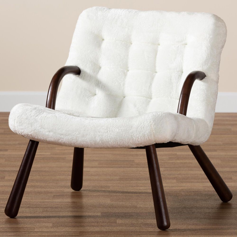 Baxton Studio Eisa Accent Chair in White, , large
