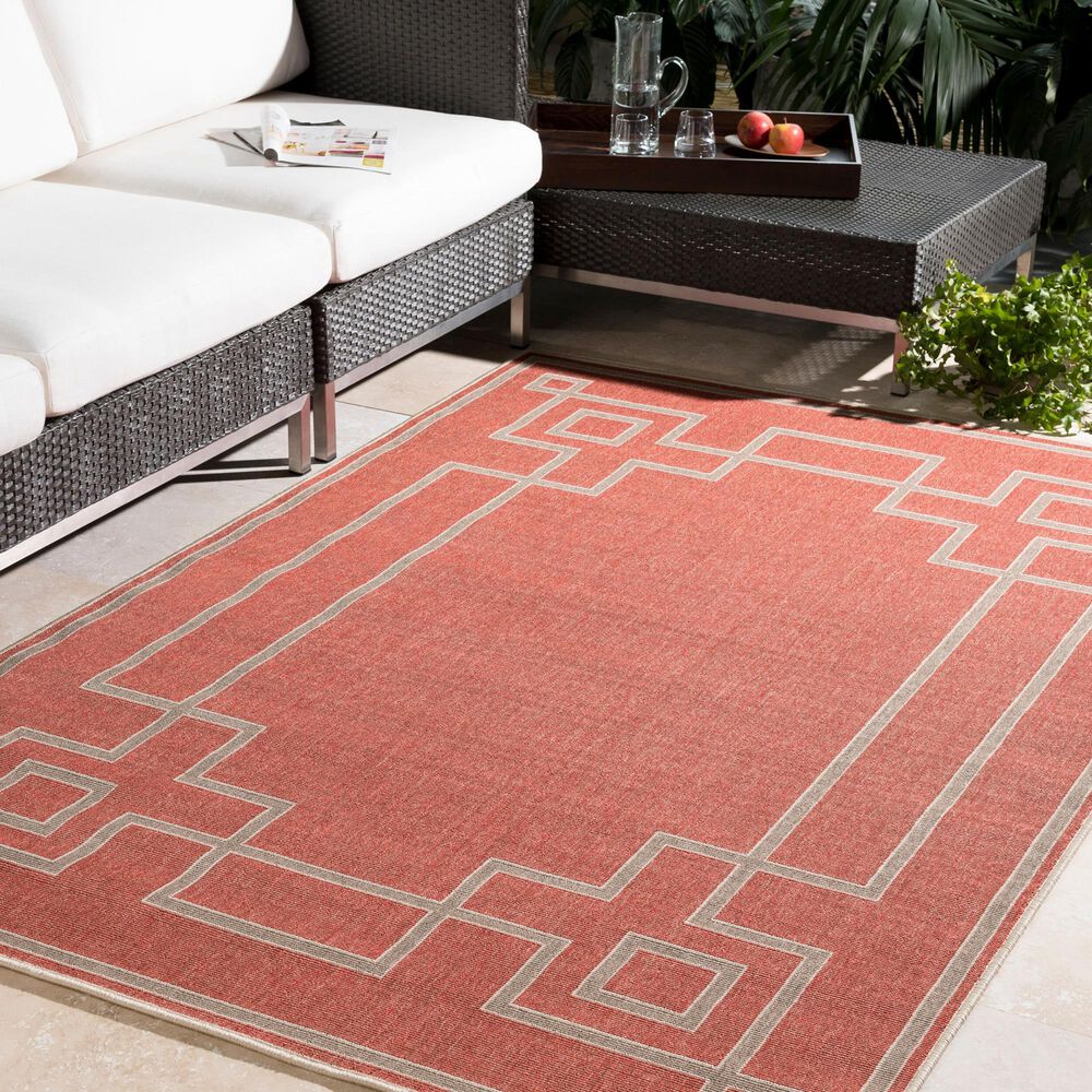 Surya Alfresco 5&#39;3&quot; x 7&#39;7&quot; Rust, Brown and Beige Indoor/Outdoor Area Rug, , large