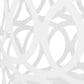 Hearth and Haven Large Cylindrical-Shaped Iron Patio End Table in White, , large