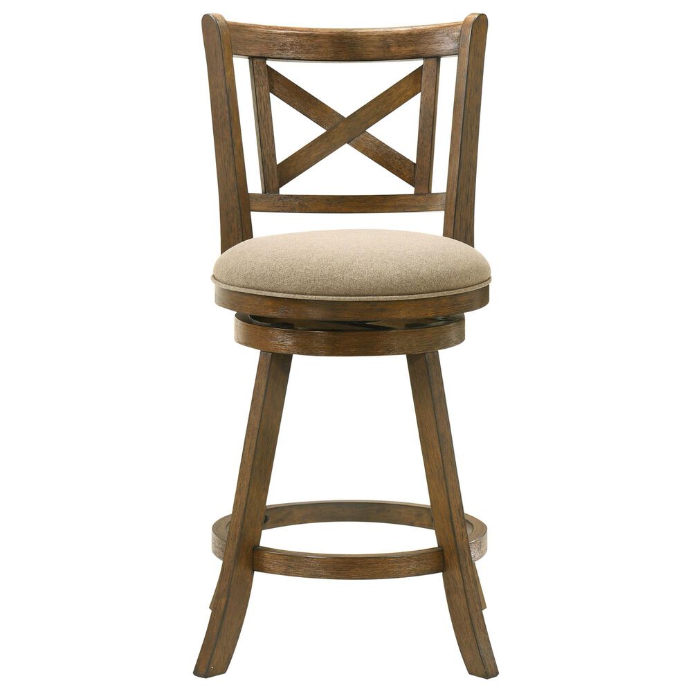 Armen Living Kodi Swivel Counter Height Stool with Light Scone Upholstery in Sepia Brown, , large
