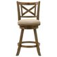 Armen Living Kodi Swivel Counter Height Stool with Light Scone Upholstery in Sepia Brown, , large