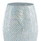 Linon Home Decor Prianna Drum End Table with Mosaic Capiz in Light Blue and White, , large
