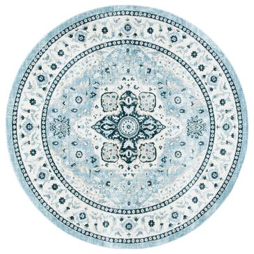 Safavieh Isabella ISA936M 6"7" Round Light Blue and Cream Area Rug, , large