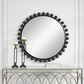 Uttermost Cyra Round Accent Wall Mirror in Distressed Black, , large
