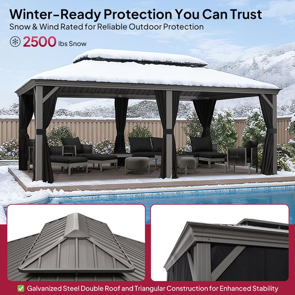 HOMLUX Luxury  Hard Top Gazebo in Light Grey, , large