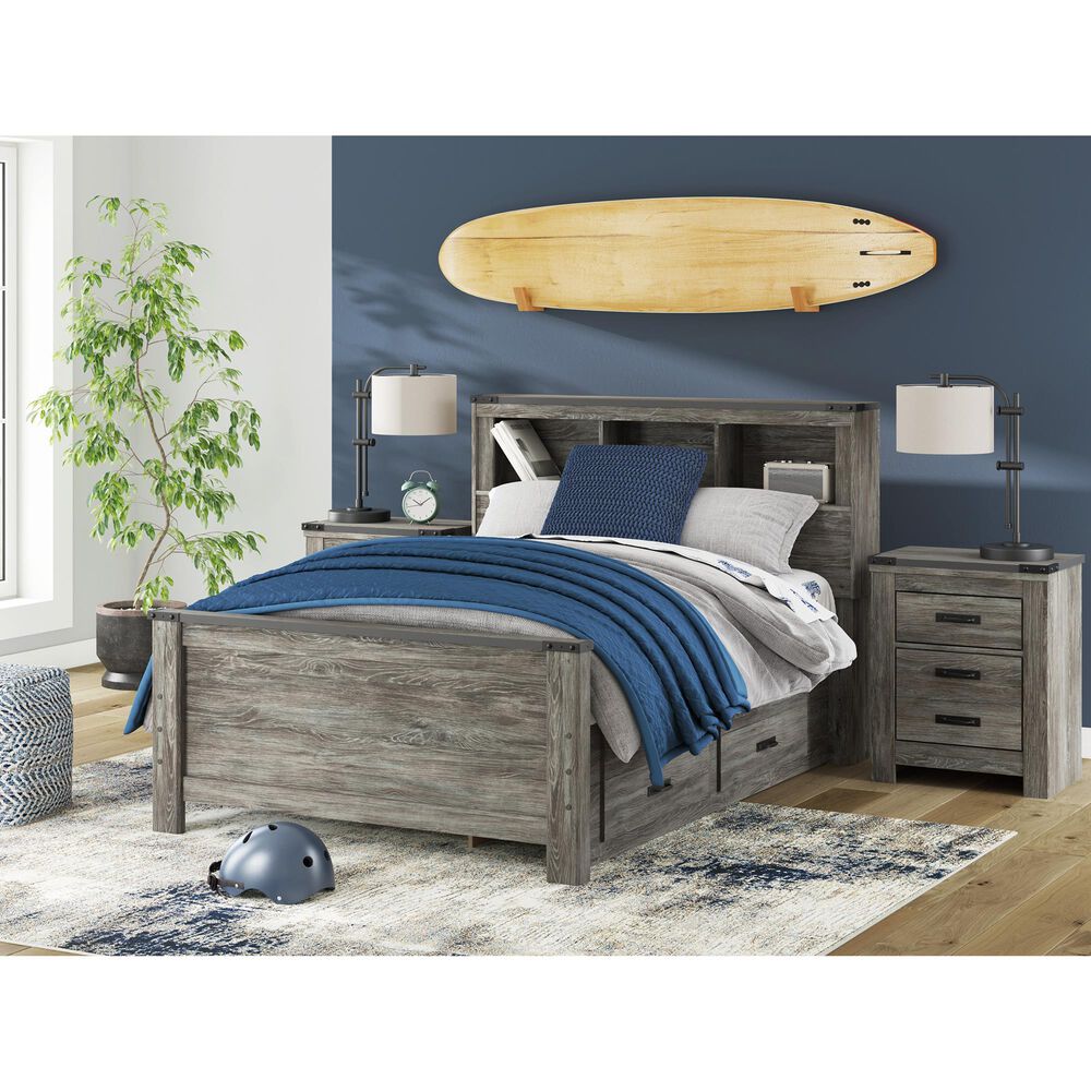 Ashley Frandern Full Bookcase Bed with Storage in Warm Gray, , large