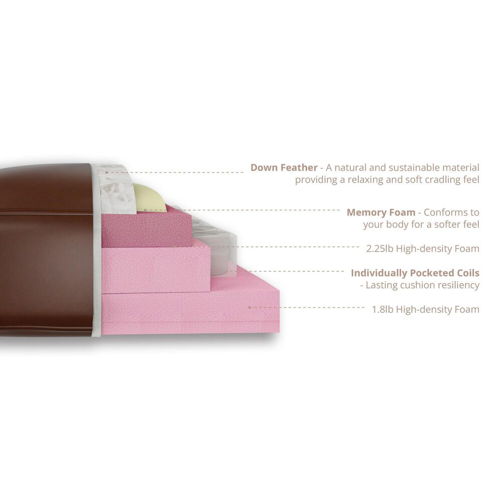Hydeline Hampton Leather Stationary Sofa in Brown, , large