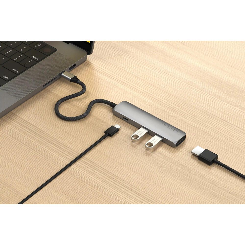 Satechi 4-in-1 USB-C Slim Multiport Adapter in Space Grey, , large