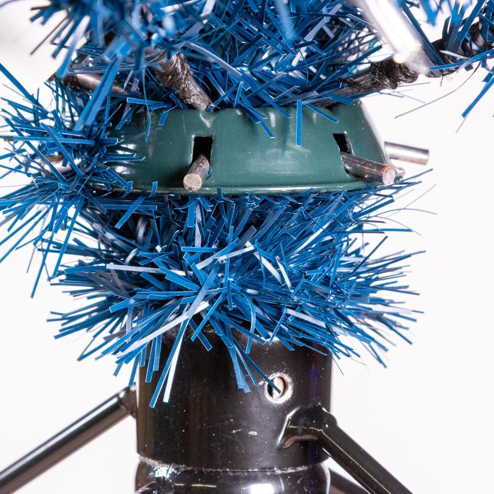 The Gerson Company 4&#39; Pre-Lit Tuscany Tinsel Christmas Tree in Dark Blue, , large