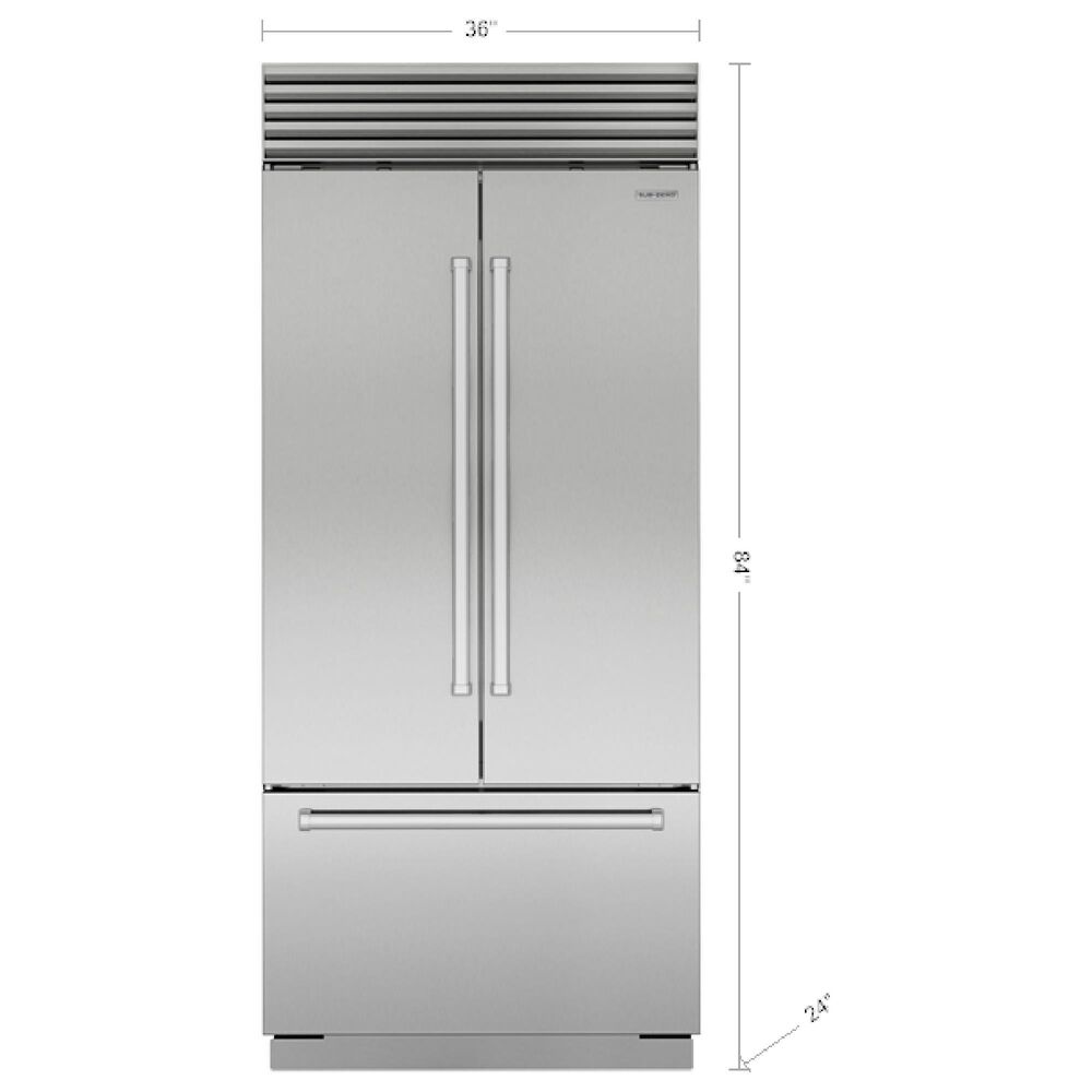 Sub Zero 20.5 Cu. Ft. Classic 3-Door French Door Refrigerator with Pro Handle in Stainless Steel, , large