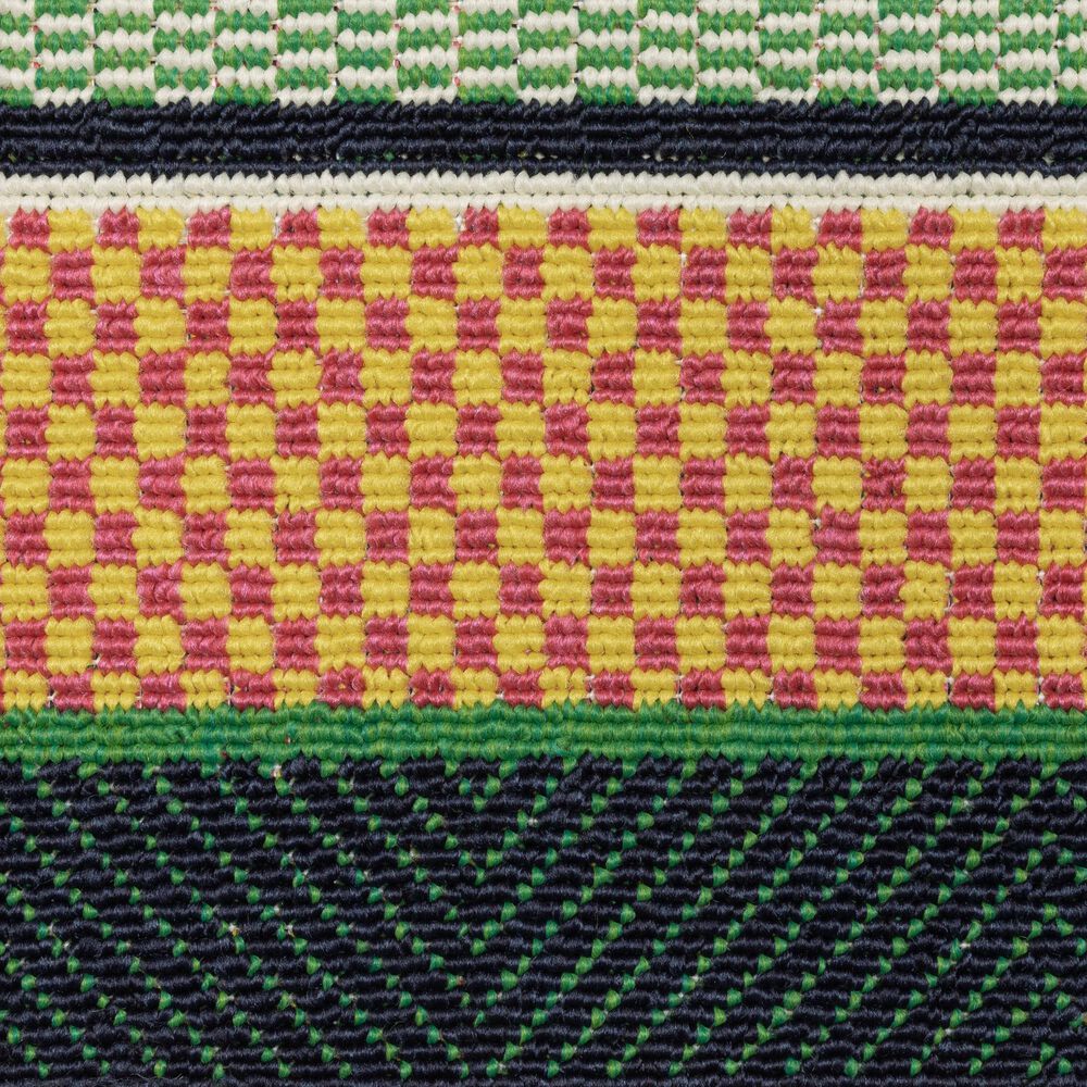 Oriental Weavers Havana Geometric Green and Navy 1'10" x 7'3" Indoor/Outdoor Runner, , large