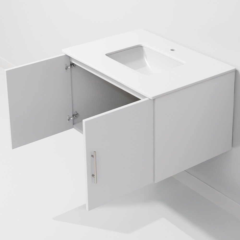 Lexora Home Geneva 30&quot; Single Bathroom Vanity in Glossy White with 2 cm White Quartz Top and Rectangular Sink, , large