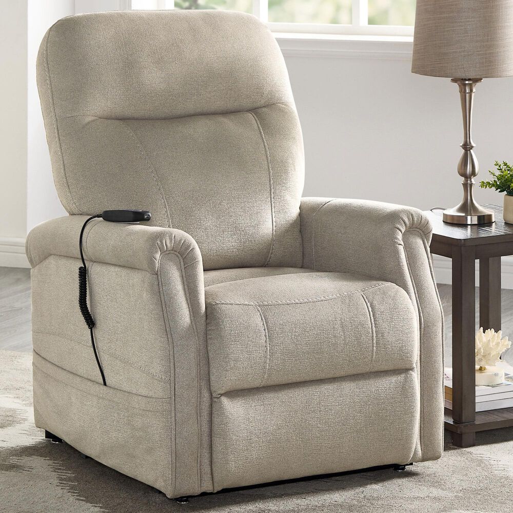Steve Silver Rhodes Power Lift Recliner in Aspen Khaki, , large