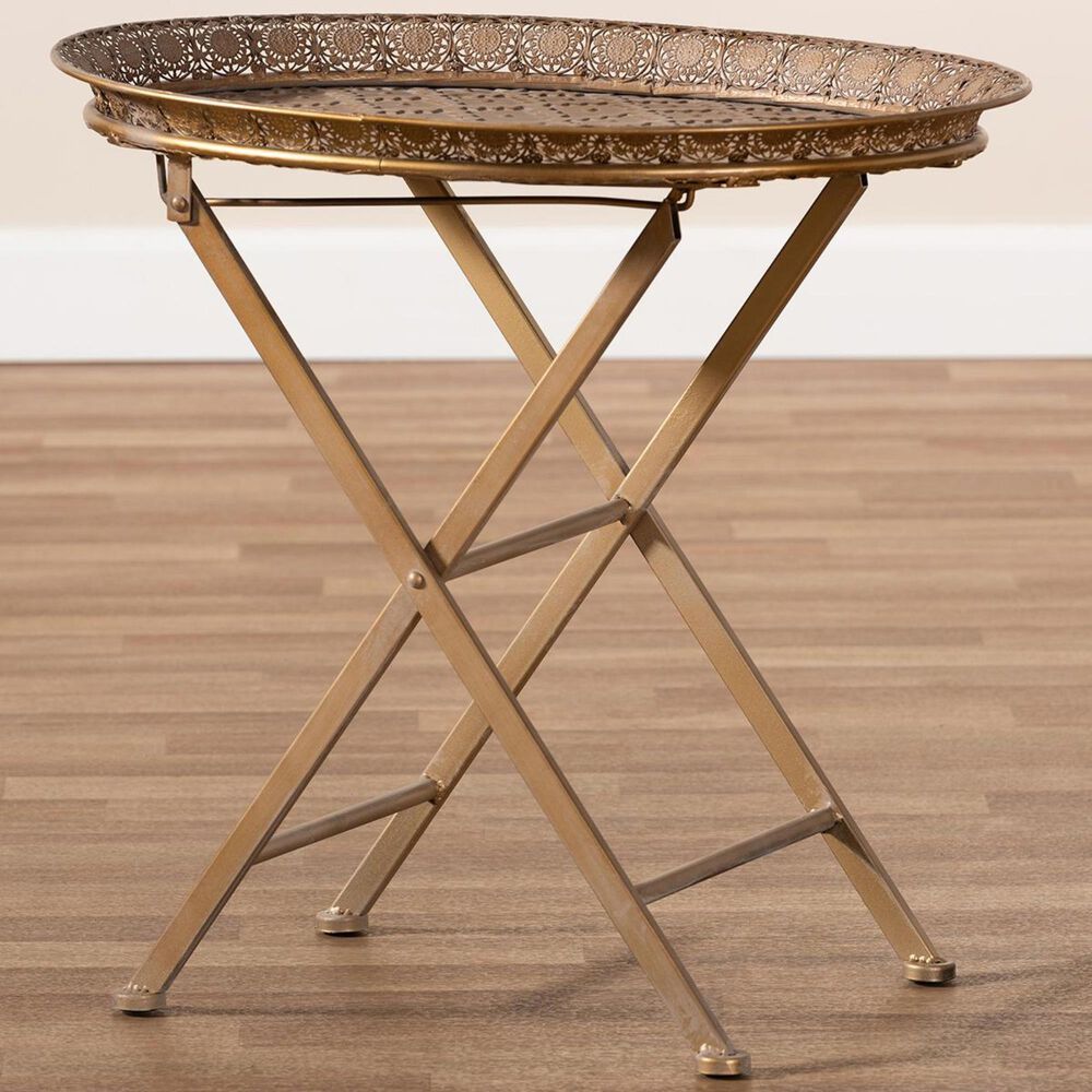 Baxton Studio Sabah Accent Tray Table in Antique Gold, , large