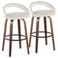 LumiSource Grotto Swivel Bar Stool with White Velvet Upholstery in Walnut Wood and Black (Set of 2), , large