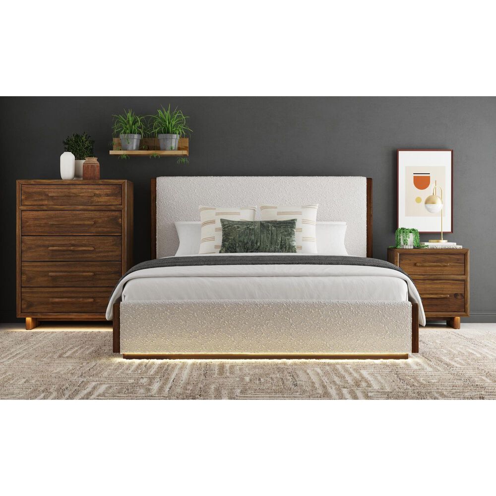 Mayberry Hill Brisbane 2-Drawer Nightstand in Brown with Lighting and USB Port, , large