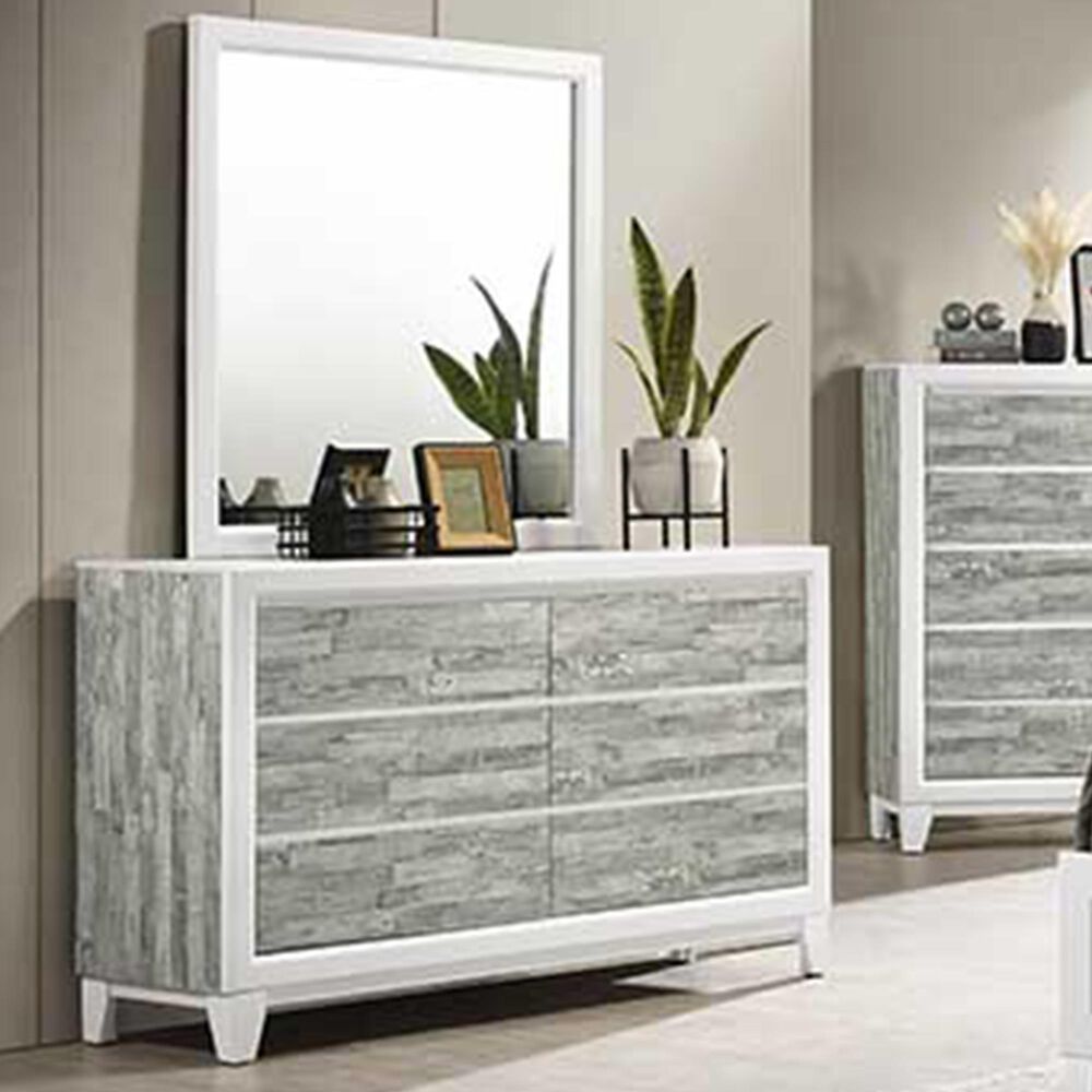 Titanic Furniture Artic 6-Drawer Dresser in Gray and White, , large