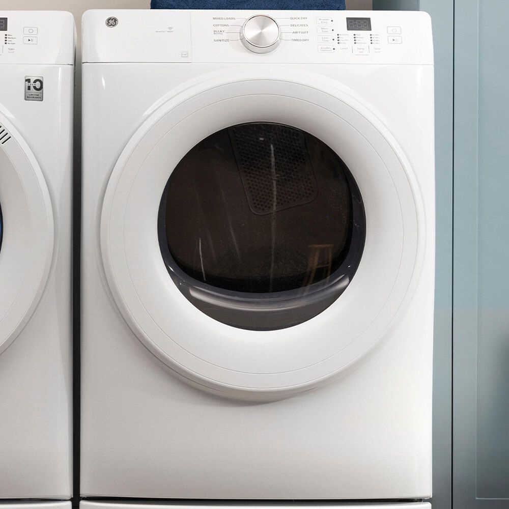 GE 7.8 Cu. Ft. Smart Front Load Gas Dryer in White, , large