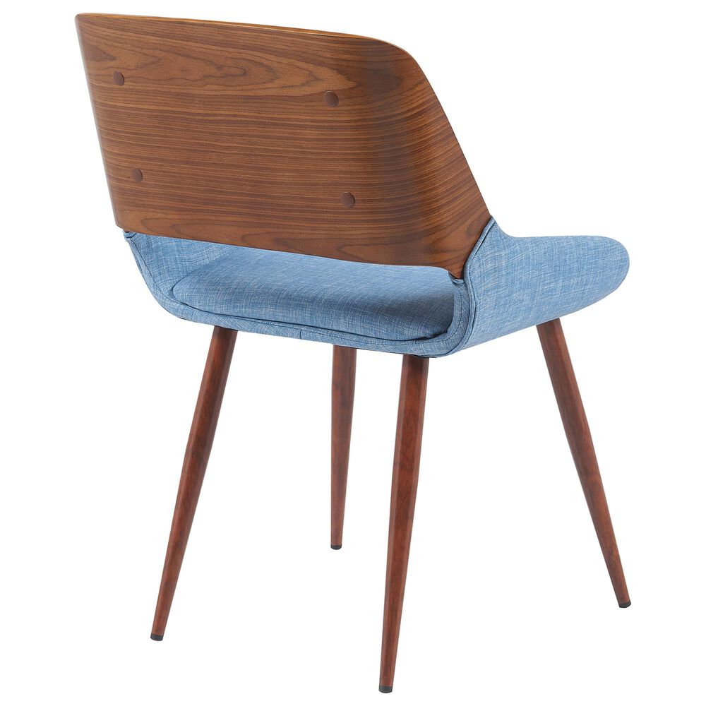 Armen Living Panda Side Chair with Blue Upholstery in Walnut, , large
