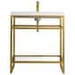 James Martin Vanities Boston 31.5" Single Bathroom Vanity in Radiant Gold with 3 cm White Glossy Resin Countertop and Rectangular Sink, , large