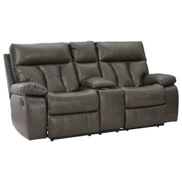 Signature Design by Ashley Willamen Manual Reclining Loveseat with Console in Quarry, , large