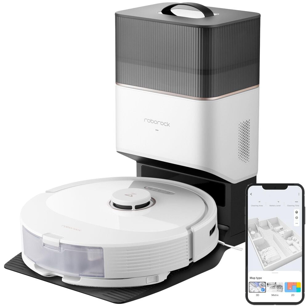 Roborock Q8 Max+ Robot Vacuum and Mop with Auto-Empty Dock in White, , large