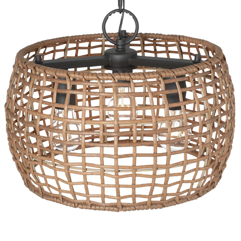 Golden Lighting Weavelight 3-Light Pendant in Natural Black, , large