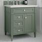 James Martin Vanities Brittany 30" Single Bathroom Vanity in Smokey Celadon with 3 cm White Zeus Quartz Top and Rectangular Sink, , large