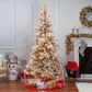 The Gerson Company 7.5" Pre-Lit Artificial Heavy Flocked Layered Spruce with White Lights in Green, , large