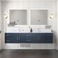 Lexora Home Geneva 84" Double Bathroom Vanity in Navy Blue with 2 cm White Carrara Marble Top, Rectangular Sinks and 36" LED Mirrors, , large