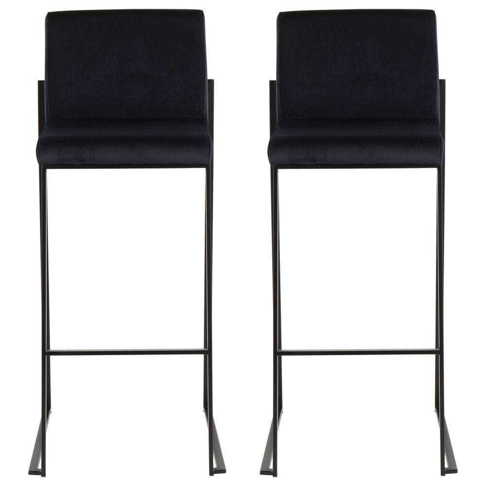 Lumisource Fuji Stackable Barstool with Black Velvet Cushion in Black &#40;Set of 2&#41;, , large