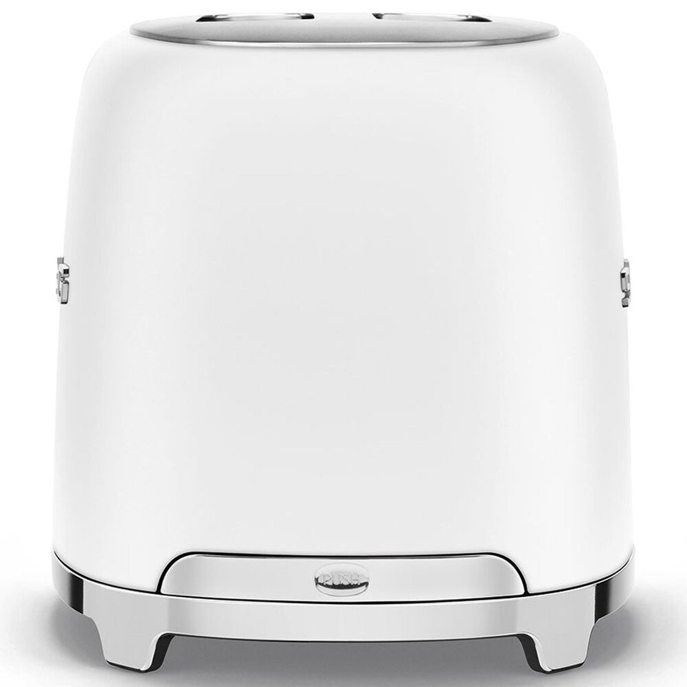 SMEG Retro-Style 2-Slice Toaster in Matte White and Polished Chrome, , large