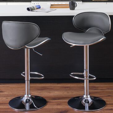 CorLiving Adjustable Bar Stool in Dark Grey (Set of 2), , large