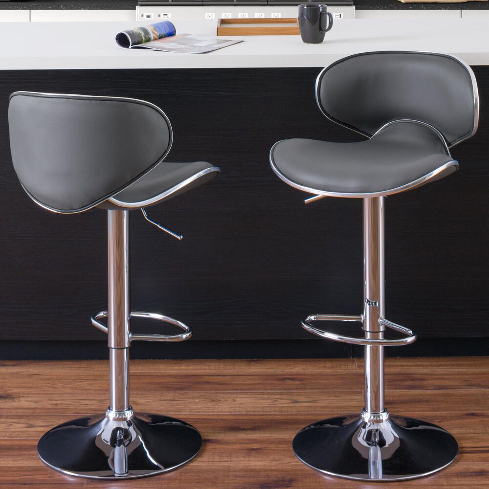 CorLiving Adjustable Bar Stool in Dark Grey (Set of 2), , large