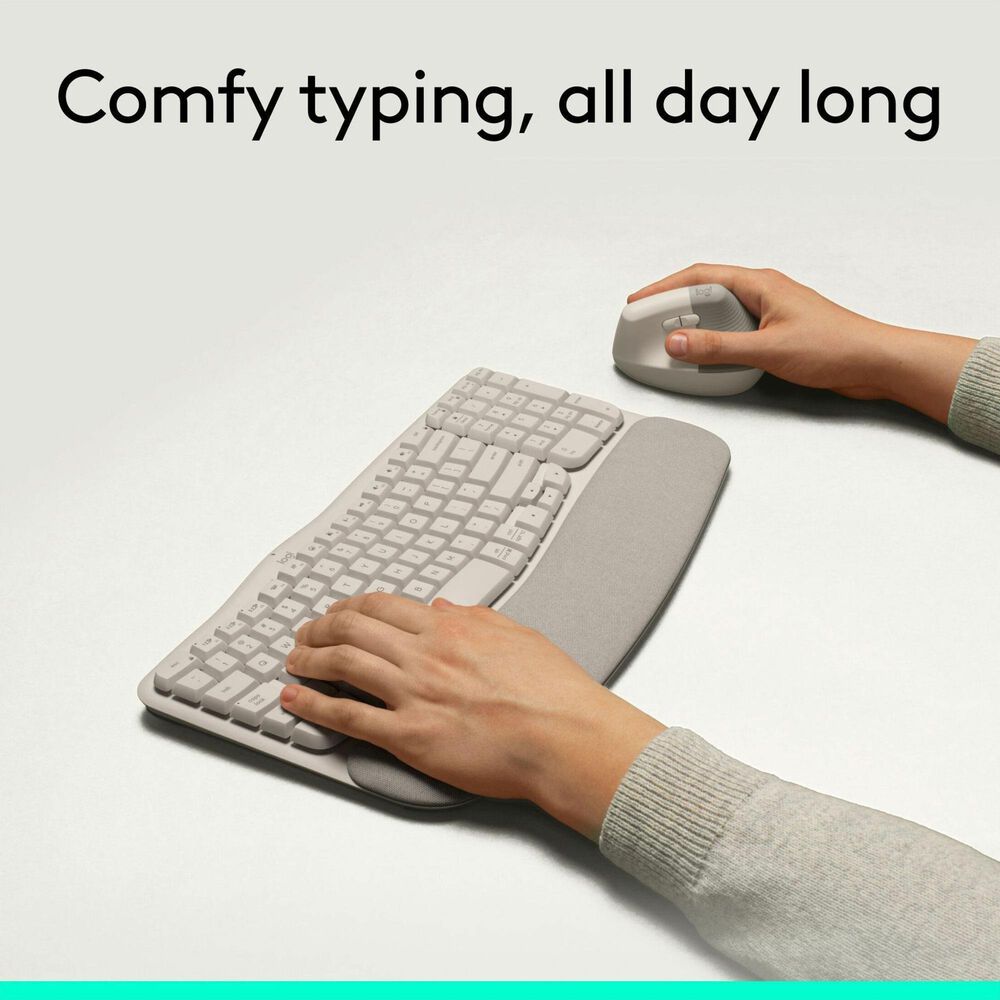 Logitech Wave Keys Wireless Ergonomic Keyboard in Sand, , large