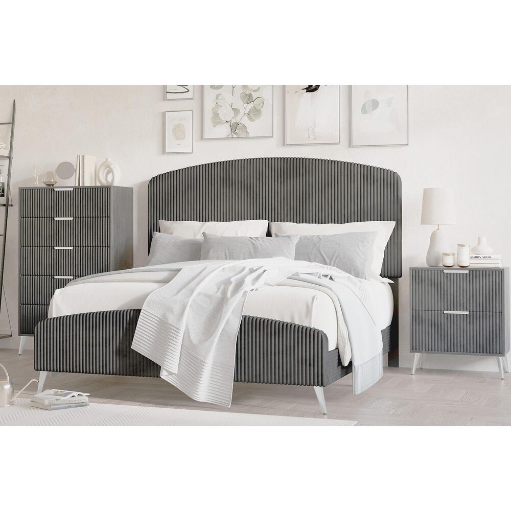 New Heritage Design Kailani 5Piece King Bedroom Set in Gray NFM