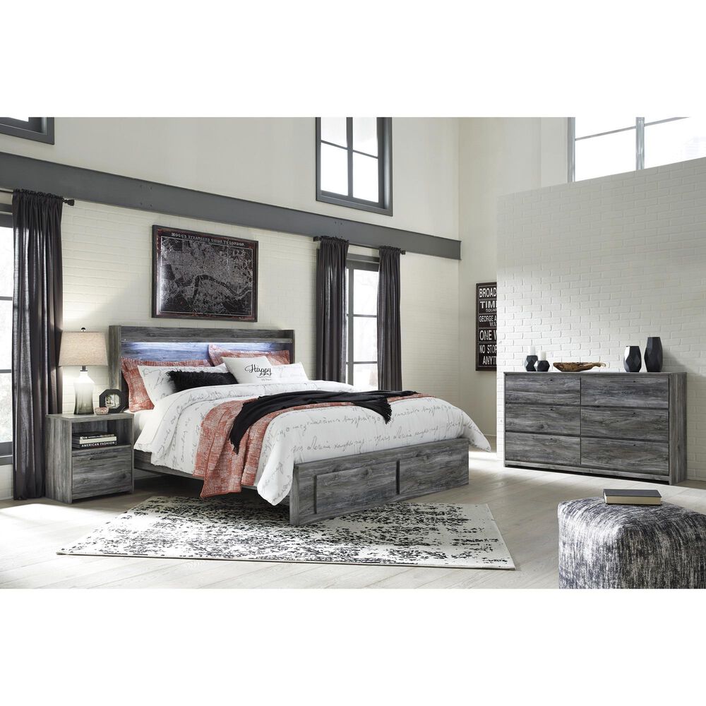Ashley Baystorm King Panel Bed with 2 Storage Drawers in Gray, , large