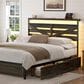 HOMLUX Queen Upholstered Platform Storage Bed Frame in Beige, , large