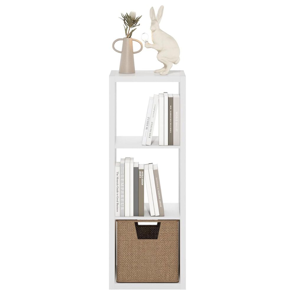 HOMLUX 3-Cube Reversible Open Back Bookshelf in White, , large