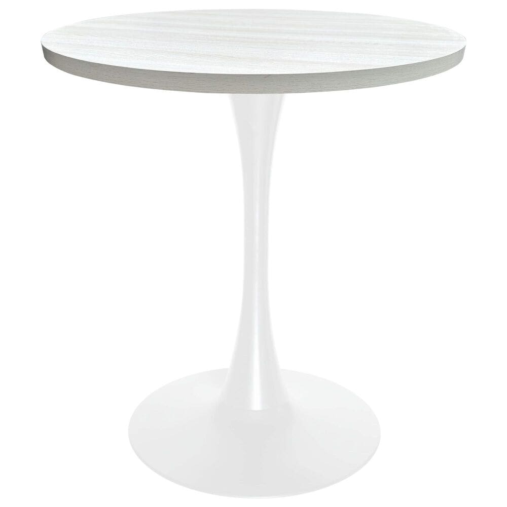 Leisuremod LeisureMod Bristol Dining table, White Base with 27 Round Light Natural MDF top, , large