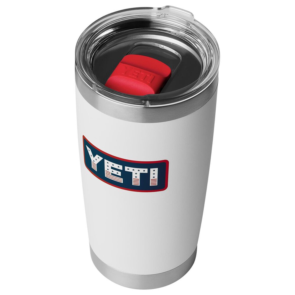 YETI Rambler 20 Oz Tumbler with Magslider Lid in White and Badge, , large