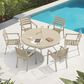 Hearth and Haven Outdoor 53" Round Dining Table with Umbrella Hole in Sandstone - Table Only, , large