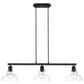 Golden Lighting Carver 3-Light Linear Pendant with Clear Shade in Matte Black, , large