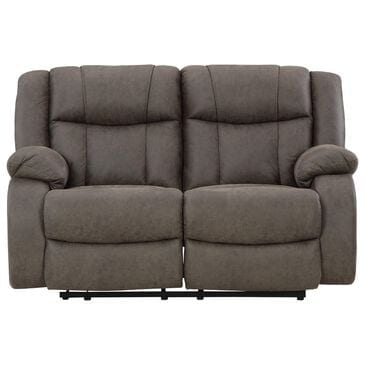 Ashley First Base Manual Reclining Loveseat in Gunmetal, , large