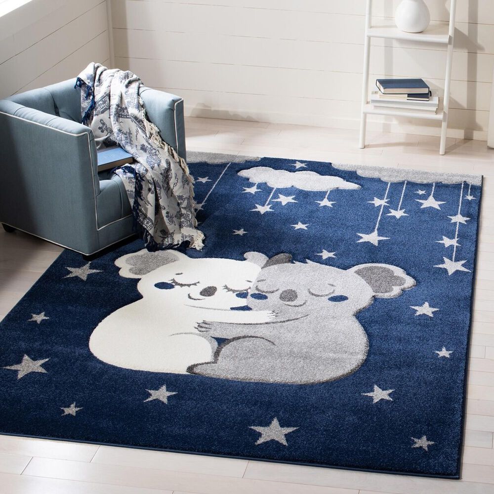 Safavieh Carousel Animals 4&#39; x 6&#39; Navy and Grey Kids  Area Rug, , large