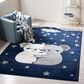 Safavieh Carousel Animals 4" x 6" Navy and Grey Kids Area Rug, , large