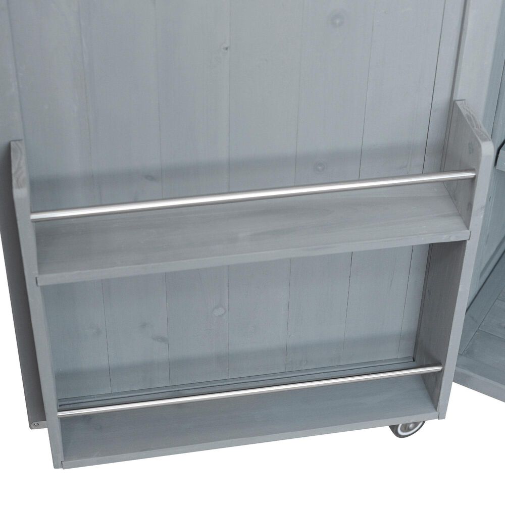 HOMLUX 39" Outdoor Kitchen Island with Stainless Table Top in Grey Blue, , large
